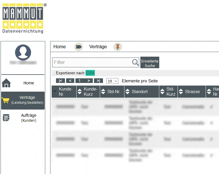 MAMMUT Deutschland persönliches Kundenportal Großkundenportal